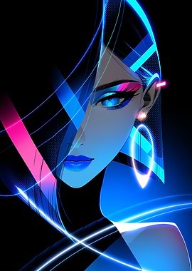 Neon Portrait of a Woman