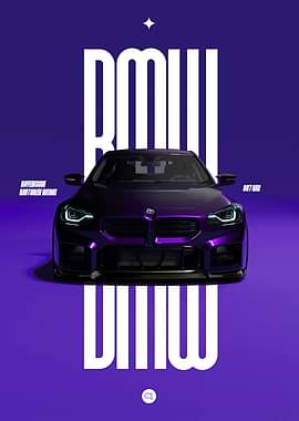BMW G87 M2 Purple Car Poster