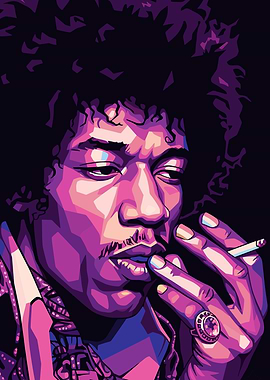 Jimi Hendrix Smoking Portrait