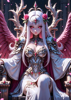 Anime Angel Queen on Throne