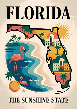 Florida: The Sunshine State Travel Poster