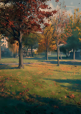 Autumn Park Landscape Painting