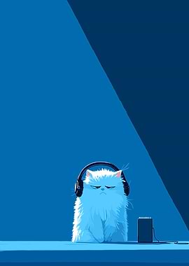 Grumpy Cat with Headphones
