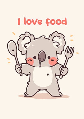 Cute Koala with Spoon and Fork