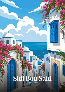 Sidi Bou Said, Tunisia Travel Poster