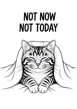 Not Now Not Today Cat Illustration