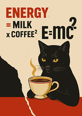 Energy: Milk x Coffee Squared Cat Poster