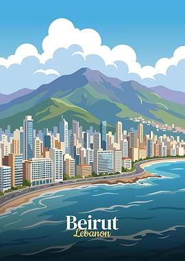 Beirut, Lebanon Cityscape Illustration