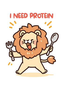 Cartoon Lion Needs Protein