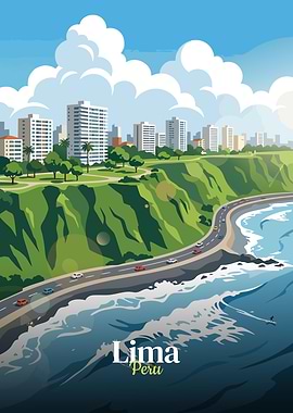 Lima, Peru Cityscape Illustration