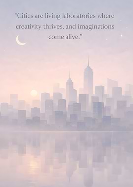 Cityscape Reflection with Inspirational Quote