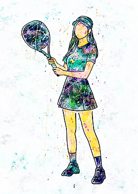 Colorful Tennis Player Illustration