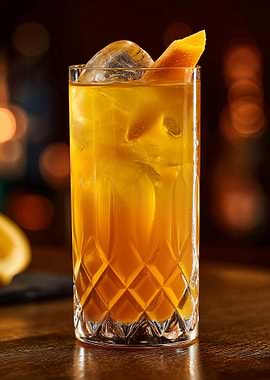 Orange Cocktail with Ice and Peel