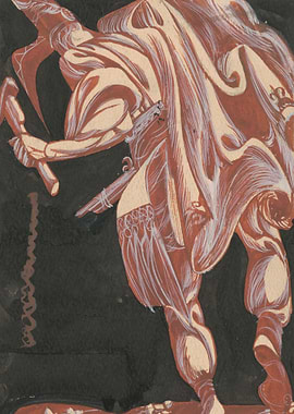 Figure in cloak with hammer