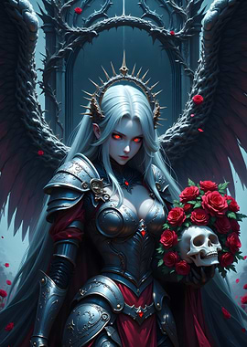 Winged Warrior with Skull and Roses