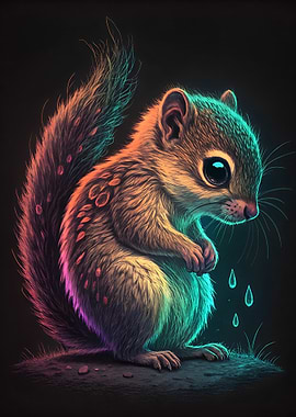 Neon Sad Squirrel