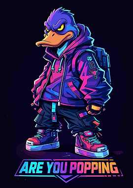 Cartoon Duck with Hoodie and Backpack