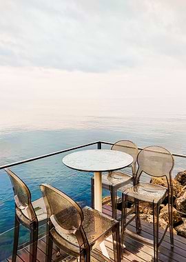 Rainy Day at Seaside Cafe