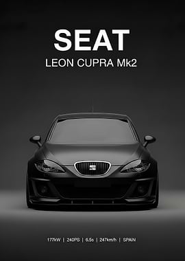 black SEAT Leon Cupra MK2 Car Portrait
