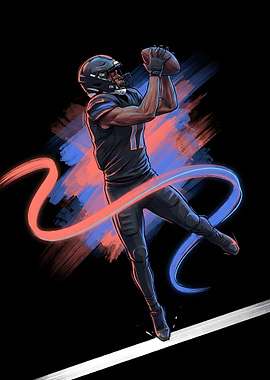 Football Player Catching Ball Illustration
