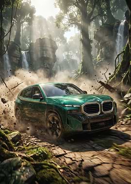 Green BMW SUV Off-Roading
