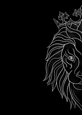 Lion with Crown Black and White