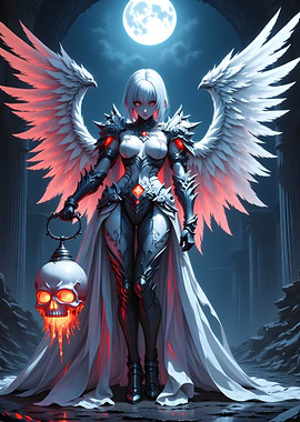 Winged Warrior with Skull Lantern