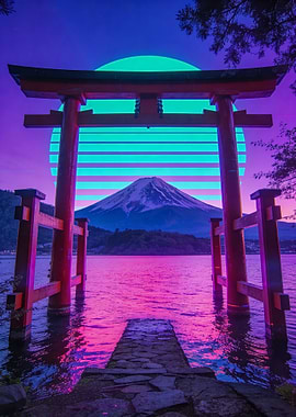 Mount Fuji Torii Gate Vaporwave