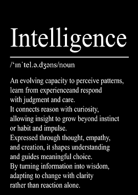 Intelligence Definition – Black | Minimalist Typography Poster