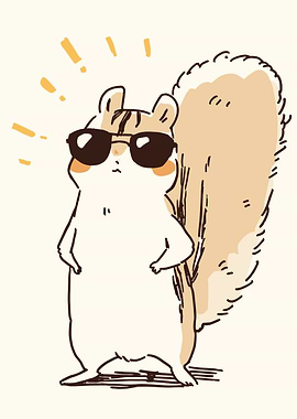 Cool Squirrel with Sunglasses Illustration