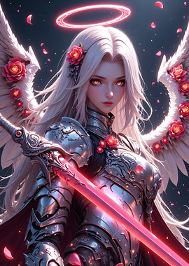 Anime Angel Knight with Pink Sword