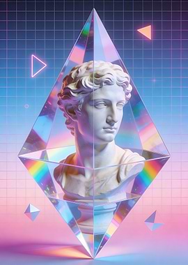 Vaporwave Bust in Crystal Prism