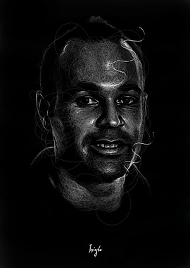 Iniesta with Scribble Art Style