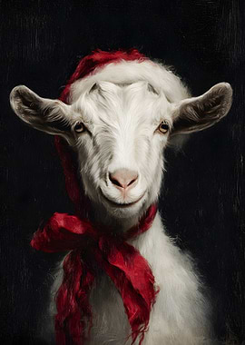 Christmas Goat Portrait