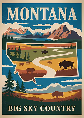 Montana Big Sky Country Travel Poster