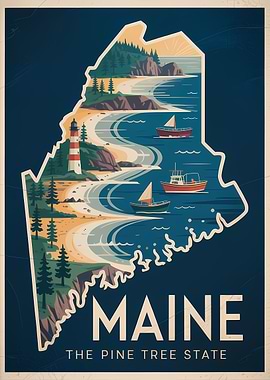 Maine: The Pine Tree State Illustration