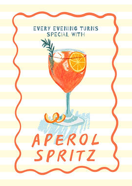 Aperol Spritz Cocktail Illustration