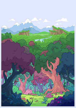 Colorful Forest Landscape Pixel Art
