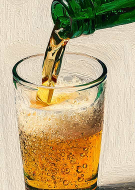 Beer Pouring into Glass, Digital Art