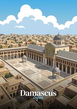 Damascus, Syria Cityscape Illustration