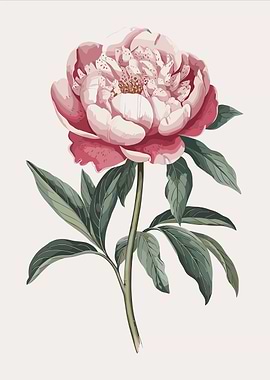 Pink Peony Flower Illustration