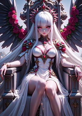 Anime Angel Queen on Throne