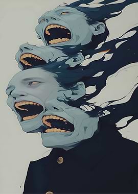 Screaming Faces Stacked Illustration