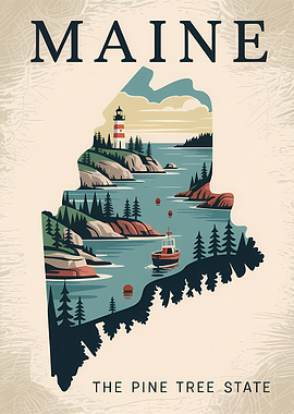Maine Travel Poster Art