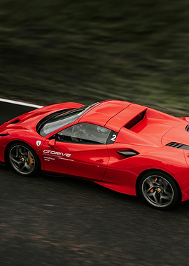 Red Ferrari on the Race Track