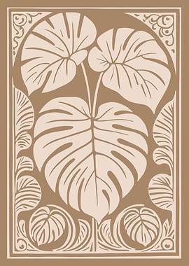 Monstera Plant Art Nouveau Illustration