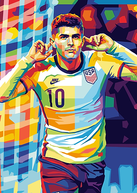 Christian Pulisic Colorful Pop Art Portrait