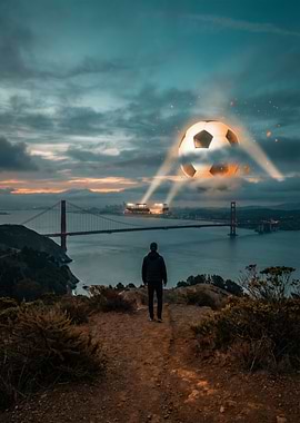 Soccer Ball Over San Francisco