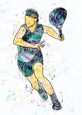 Tennis Player Abstract Watercolor Art