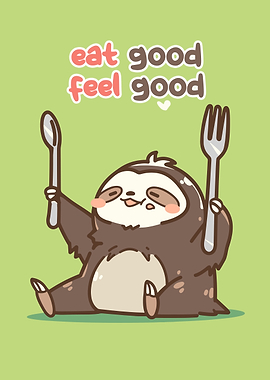 Cute Sloth with Cutlery Illustration